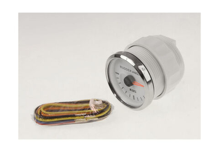 Указатель угла поворота руля, белый циферблат, нерж. ободок, д. 52 мм, 87-900 Ом