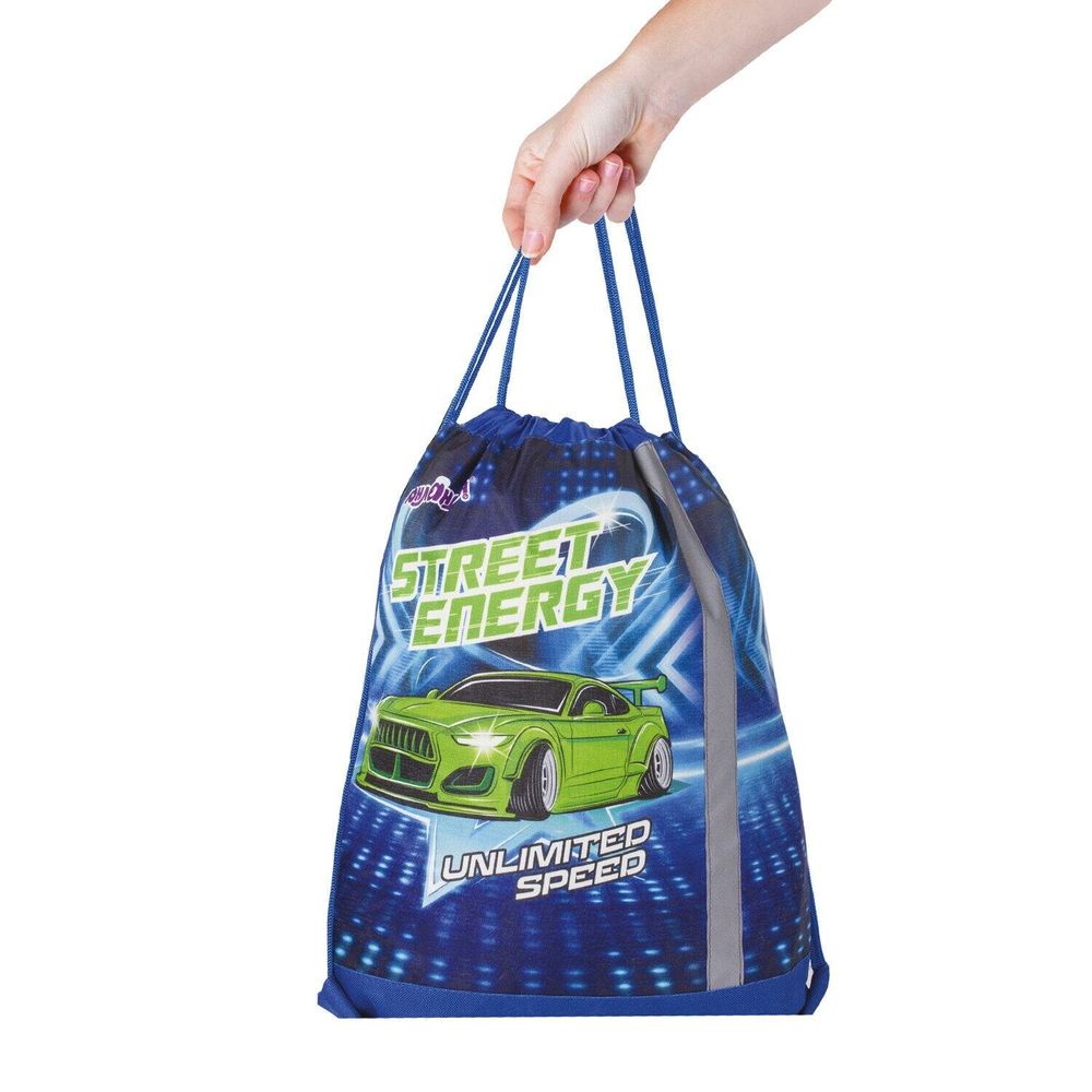 Мешок для обуви ЮНЛАНДИЯ, светоотражающая полоса, 46х36 см, "Street energy", 270189