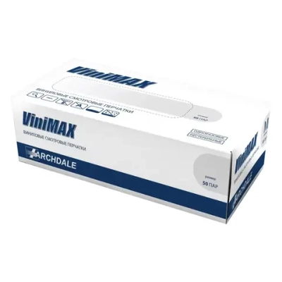 Перчатки виниловые смотровые нестерильные неопудренные ViniMAX M 50 пар