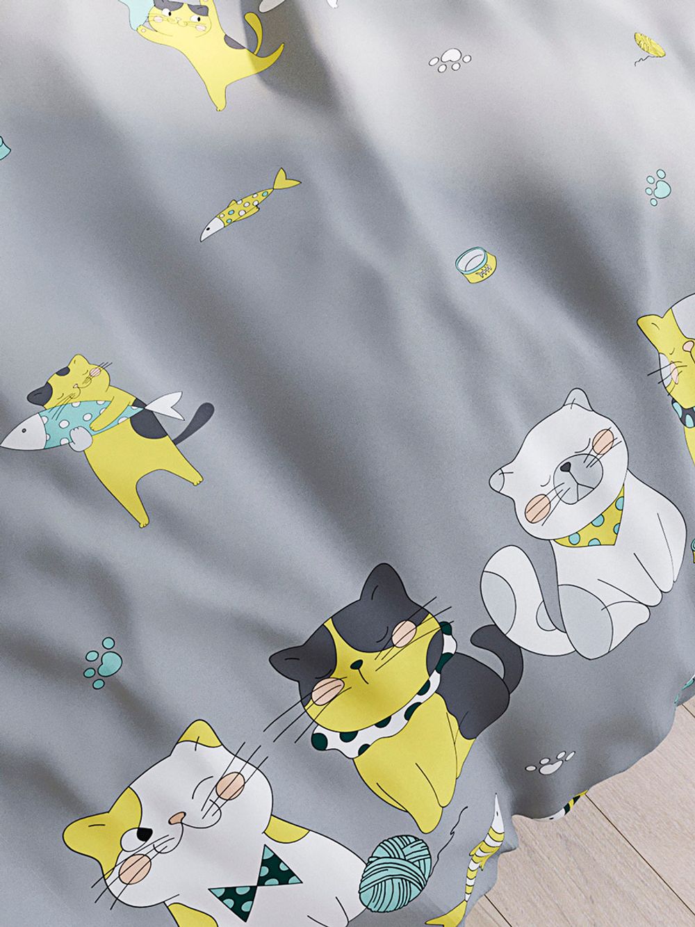 Простынь на резинке поплин Сказка "Рыболовы" 90x200 см