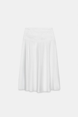 ZARA ОБЪЕМНАЯ ЮБКА МИДИ, БЕЛЫЙ