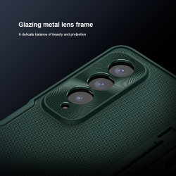 Чехол зеленого цвета на Samsung Galaxy Z Fold 4 5G от Nillkin, серия Super Frosted Shield Fold, в комплекте со съемным держателем для S Pen