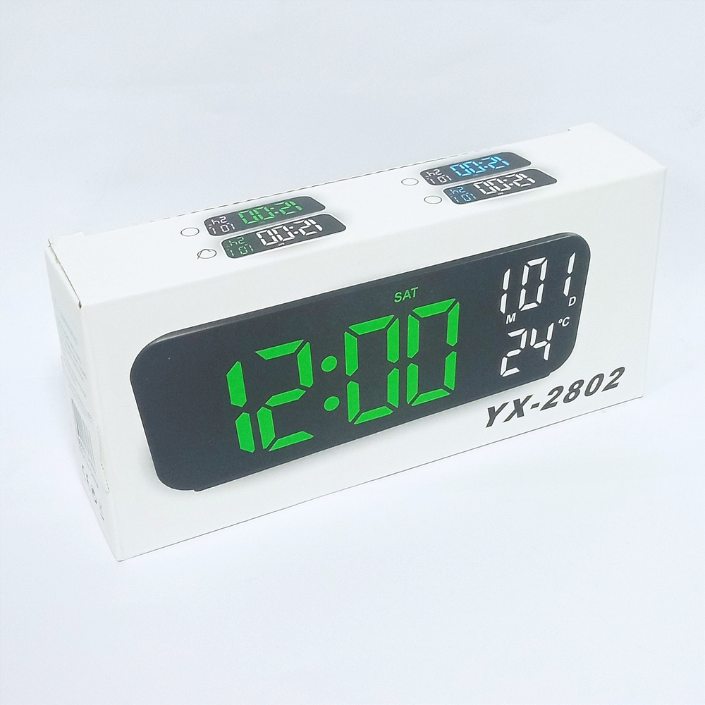 Часы настольные LED MIRROR YX-2802 Green&White