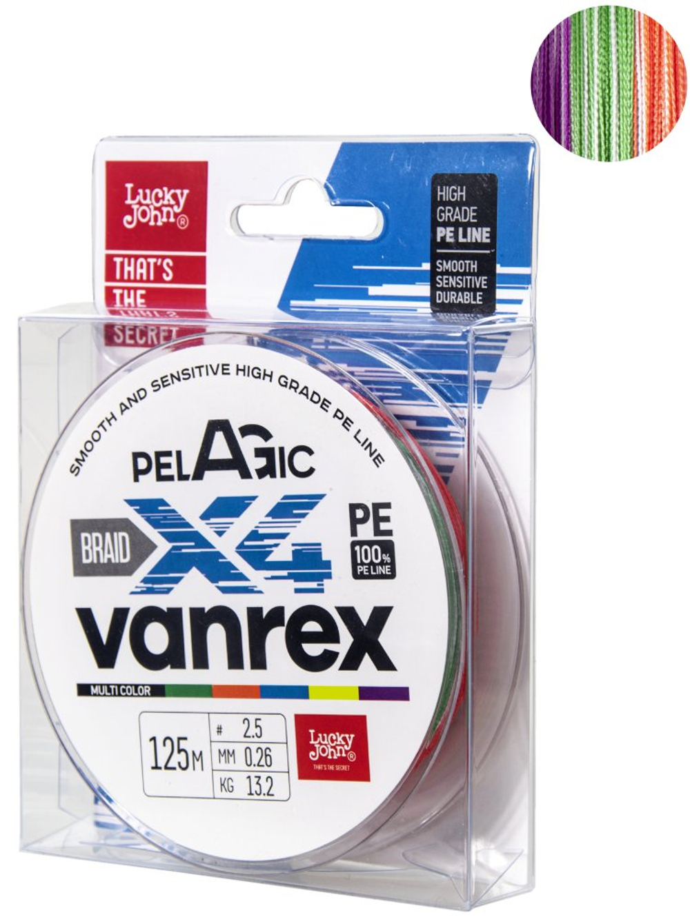 Шнур плетёный Lucky John Vanrex PELAGIC х4 BRAID Multi Color 125/026