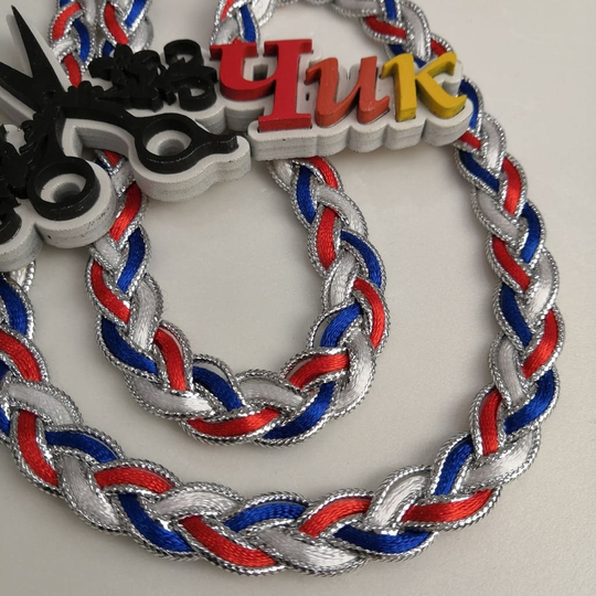 Лента косичка #12 (МИКС Синий, красный, белый)