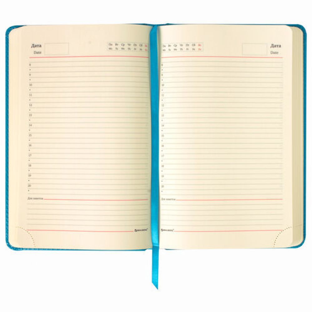Ежедневник недатированный А5 138х213 мм BRAUBERG "Imperial" под кожу, 160 л., бирюзовый, 111857