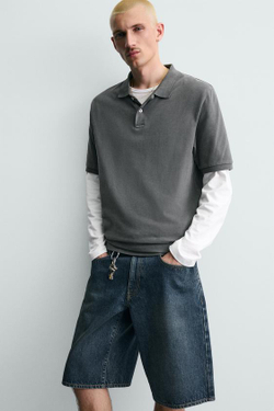 ZARA ДЖИНСОВЫЕ ШОРТЫ BAGGY FIT, СИНИЙ