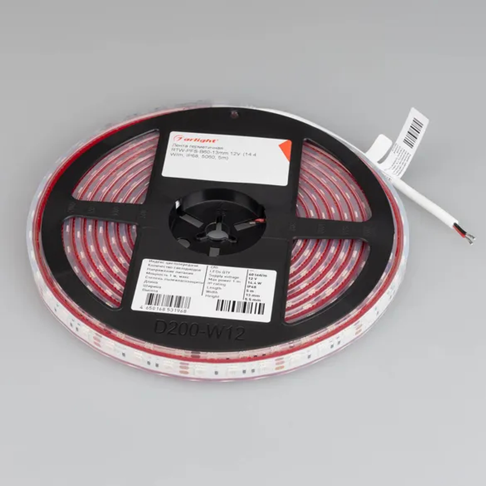 Светодиодная лента герметичная RTW-PFS-B60-13mm 12V Yellow (14.4 W/m, IP68, 5060, 5m) (Arlight, 14.4 Вт/м, IP68) 036291