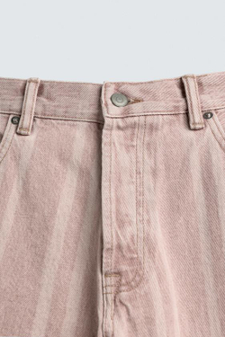 ZARA ДЖИНСЫ RELAXED FIT В ПОЛОСКУ С ПРИНТОМ, РОЗОВЫЙ