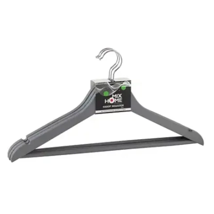 Н-р вешалок деревянные 3шт, 45х23см, цв.серый