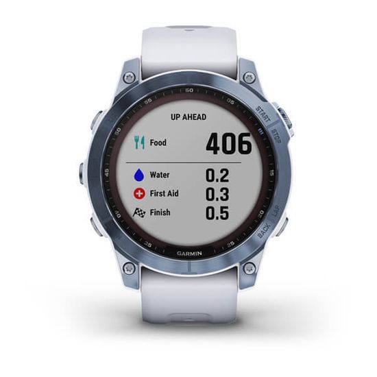 Часы Garmin Fenix 7 Sapphire Solar, cиний титан с белым силиконом 010-02540-25