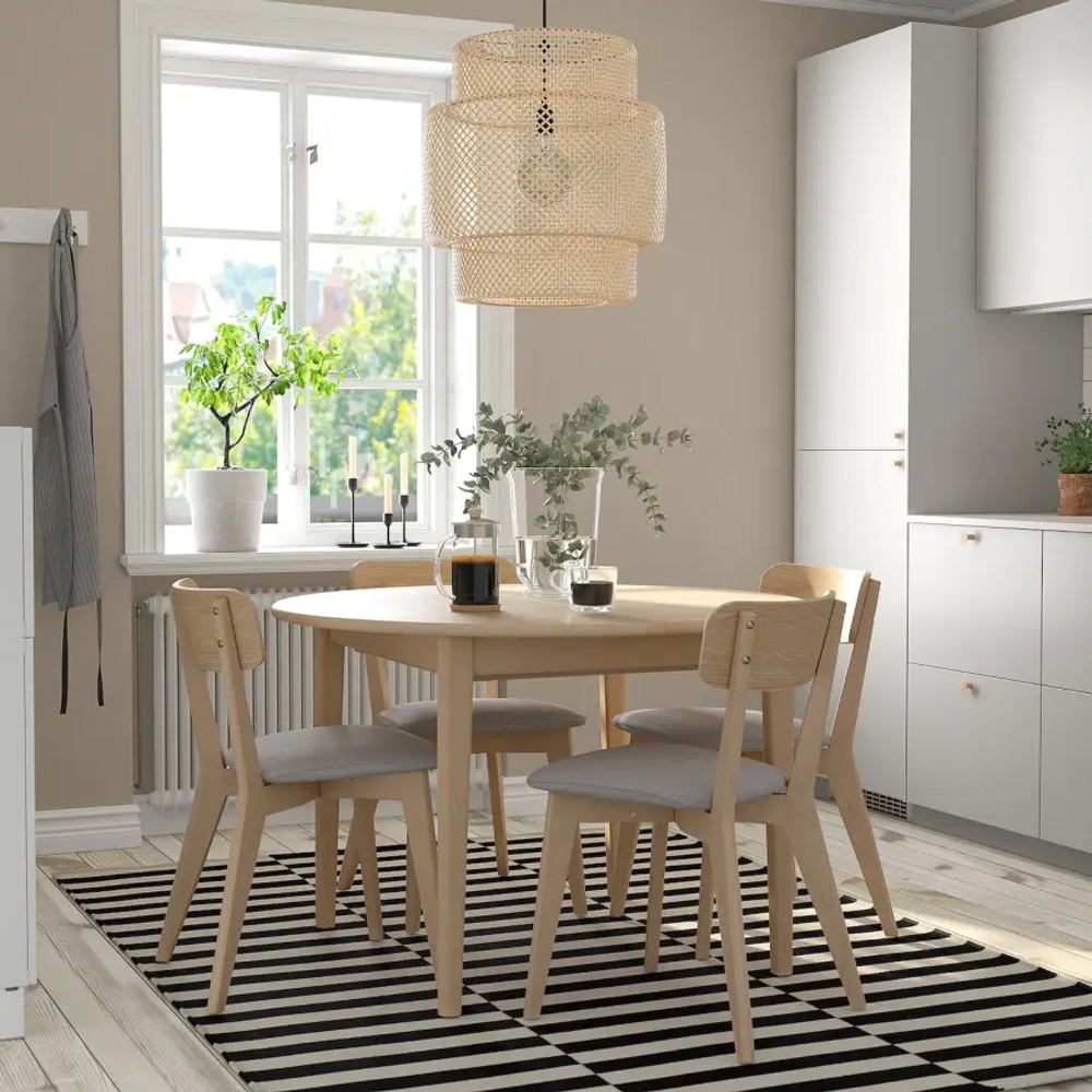 Стол и 4 стула - SKANSNÄS / LISABO/SKANSNАS IKEA/ СКАНСНАС/  ЛИСАБО ИКЕА, 170х75 см,  под беленый дуб