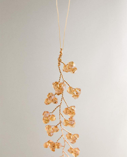 ZARA HOME ЕЛОЧНОЕ УКРАШЕНИЕ В ФОРМЕ ВЕТКИ С БУСИНАМИ, КАРАМЕЛЬНЫЙ