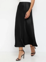 Весенняя юбка атласная плотная, черная, на резинке,