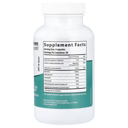 Fairhaven Health, PQQ + мио + D-хироинозитол, 120 капсул