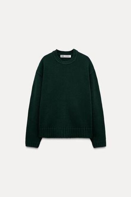ZARA ОДНОТОННЫЙ СВИТЕР, ЗЕЛЕНЫЙ