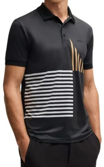 Мужское теннисное поло BOSS Paddy Active Stretch Jersey - черный