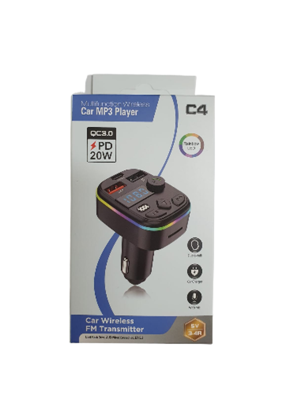 Автомобильный FM-трансмиттер ENERGY POWER C4 PD Bluetooth (черный) LED