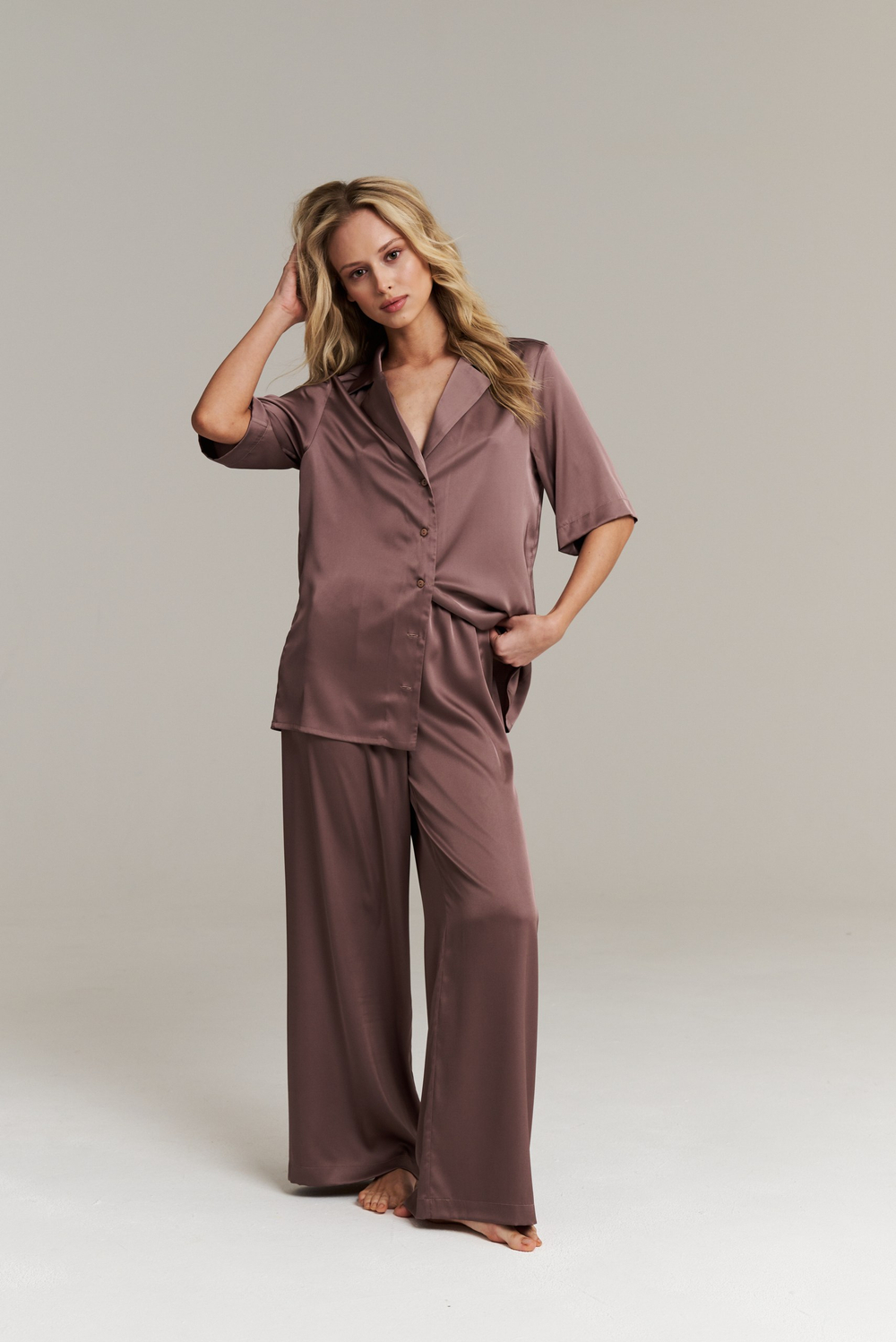 Пижамная рубашка из шелка