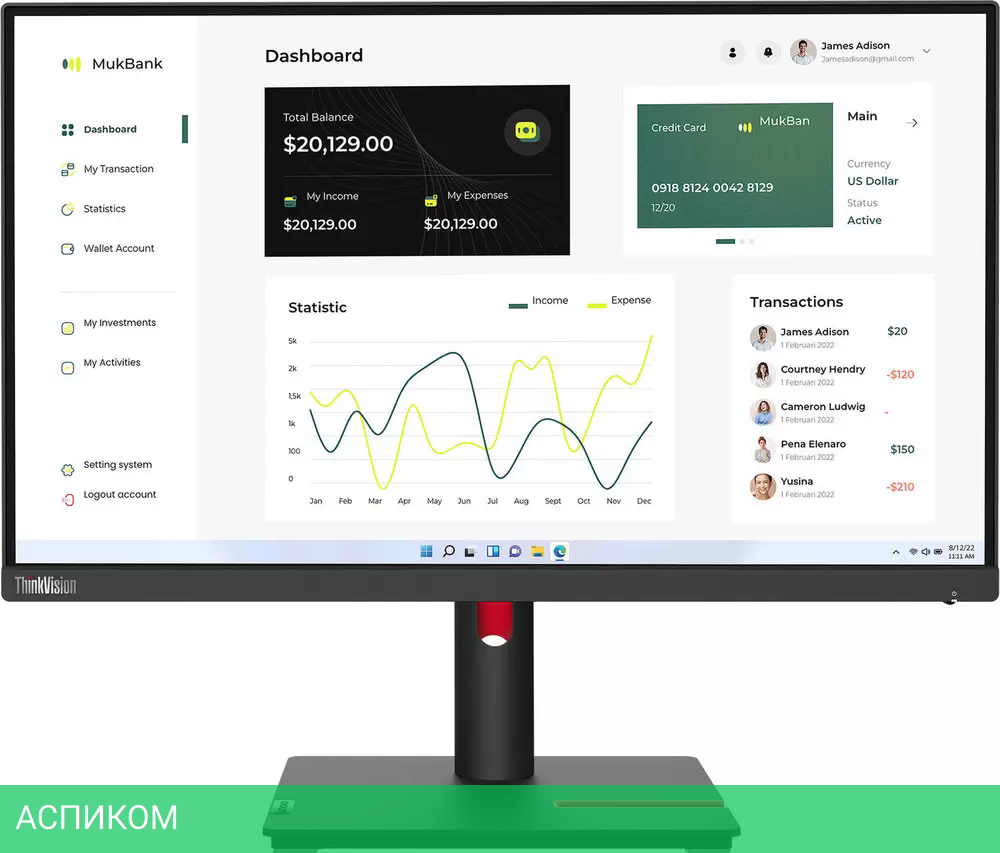 Монитор Lenovo ThinkVision T23i-30 63B2MAT6EU