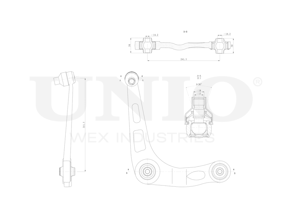 Рычаг подвески поперечный передний нижний правый UNIO SSP-40050
