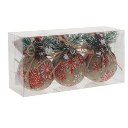 GAEM Набор из 3шт Украшение новогоднее "Шар", D 7.5 см, L23,5 W8 H11,5 см