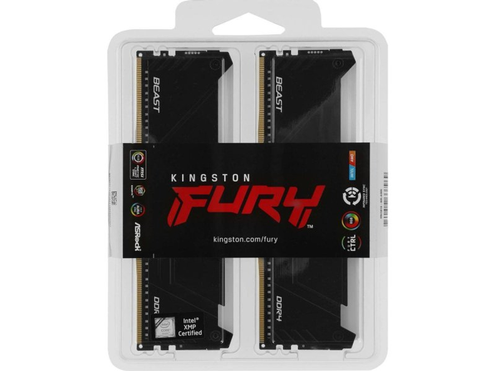Оперативная память Kingston KF432C16BB12AK2/32WP, DDR4 2х 32ГБ 3200 МГц, DIMM, RTL