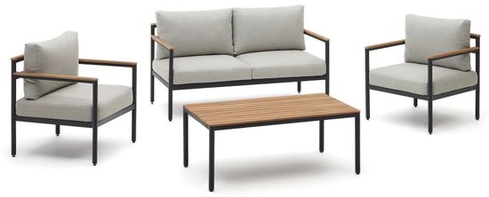 Aiguafreda Набор из 2-местного дивана, 2 кресел и журнального столика из серого алюминия и акации La Forma Испания 