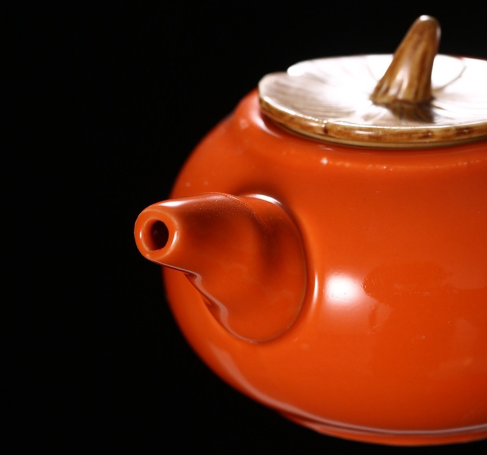 278109 Сервиз "Хурма" чайник 160мл, 4 пиалы 40 мл, в подар.коробке, фарфор оранжевый