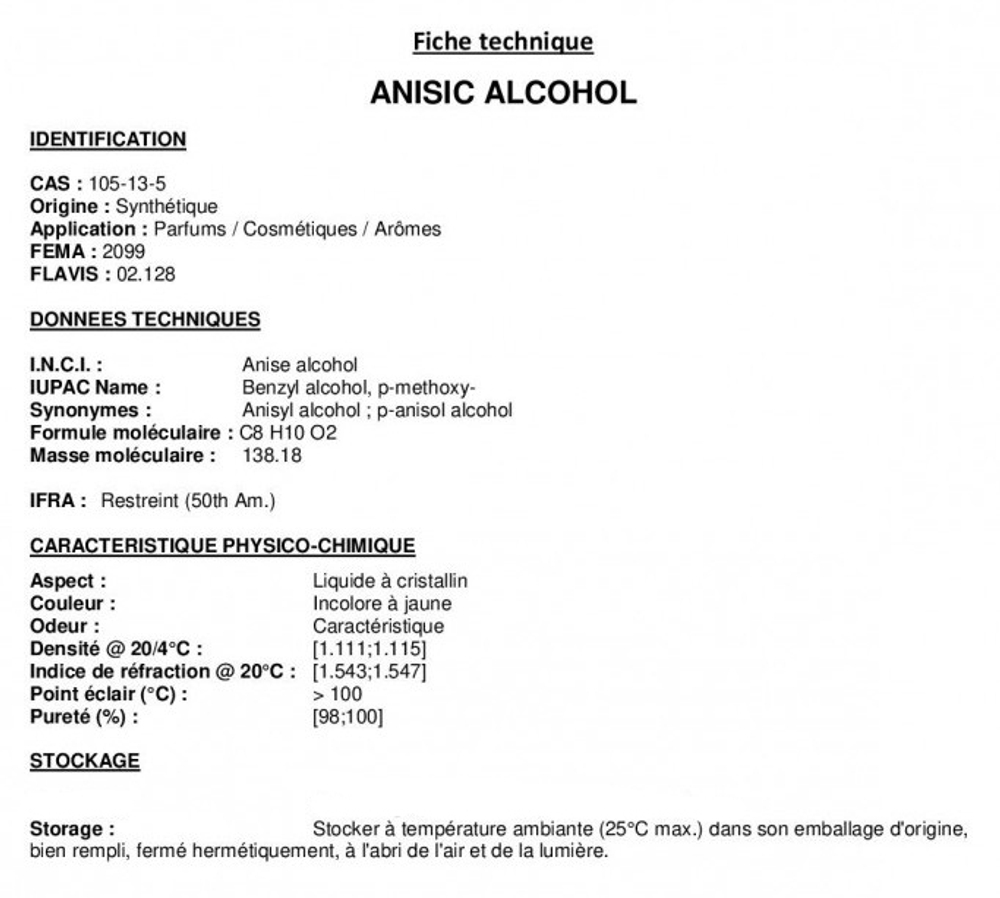 ANISIC ALCOHOL / АНИСОВЫЙ СПИРТ CAS 105-13-5