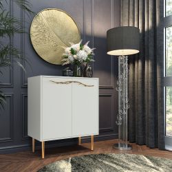 Комод Арт Колор matte Стайл Голд с 2 полками Белый опал матовый
