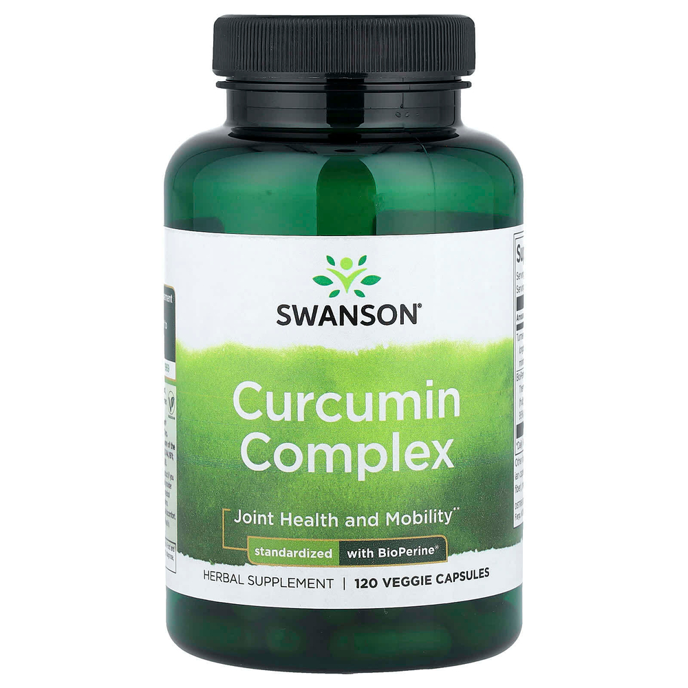 Swanson, комплекс с куркумином, стандартизованный с BioPerine®, 120 растительных капсул