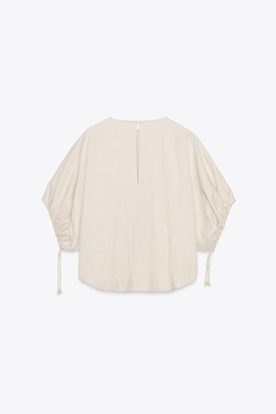 ZARA БЛУЗА С ОБЪЕМНЫМИ РУКАВАМИ — ZW COLLECTION, ПЕСОЧНЫЙ