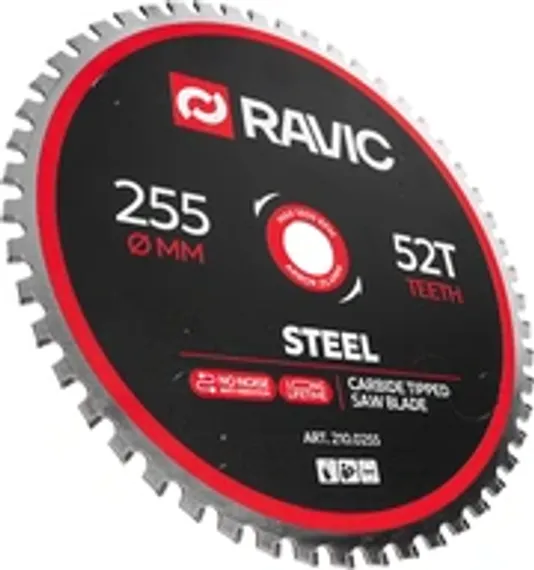 Диск пильный TCT по стали и сэндвич-панелям Ravic, 255×25,4 мм, Z=72, арт. 210.0008