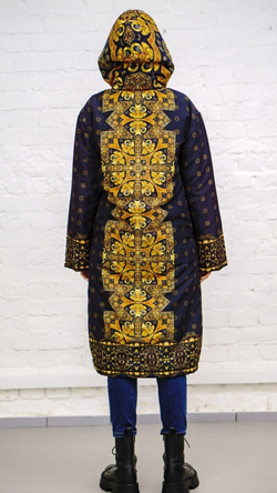 Двустороннее пальто-парка "Византия", по мотивам русского золотного шитья в церковных одеяниях