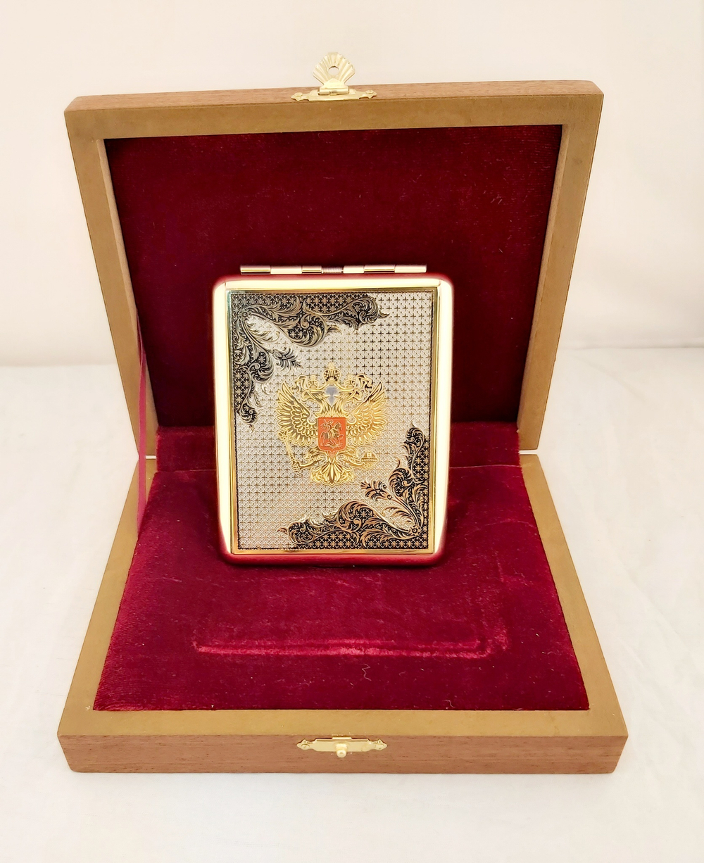 Портсигар "Герб РФ" №2 двусторонний на 20 сигарет