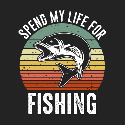 принт рыбака Spend my life for fishing черный