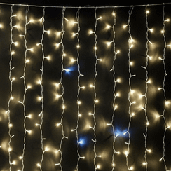 Светодиодный занавес 2*2 м., 400 теплых белых LED ламп, мерцание, облегченный, прозрачный провод ПВХ, LTC(PCL400NOTBLW-10-2WW)