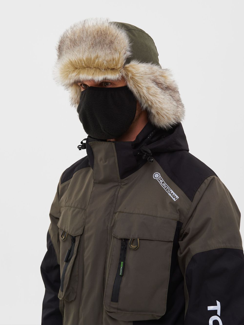 Шапка ушанка зимняя Горка-Люкс ткань Исландия цвет Хаки