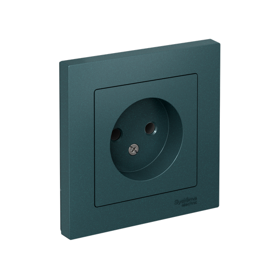 Розетка 1-м СП AtlasDesign 16А IP20 без заземл. в сборе изумруд SE ATN000840