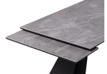 Керамический стол Woodville Ливи 140(200)х80х78 серый мрамор, черный