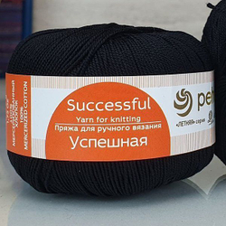 Успешная пряжа Россия ПТ 100%хлопок мерсериз 10х50г/220м (002-Черный)
