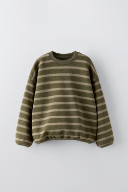 ZARA ТОЛСТОВКА В ПОЛОСКУ, ХАКИ