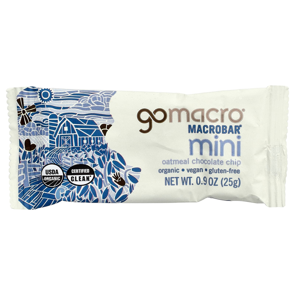 GoMacro, MacroBar® мини, овсянка с шоколадной крошкой, 8 батончиков по 25 г (0,9 унции)