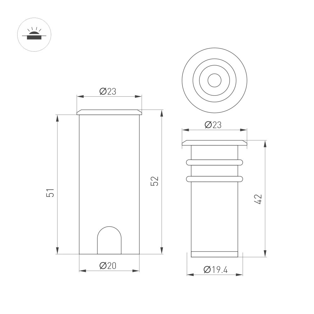 Светильник ART-PELURU-GROUND-R23-1W Warm3000 (GR, 100 deg, 24V) (Arlight, IP67 Металл, 3 года) 057831