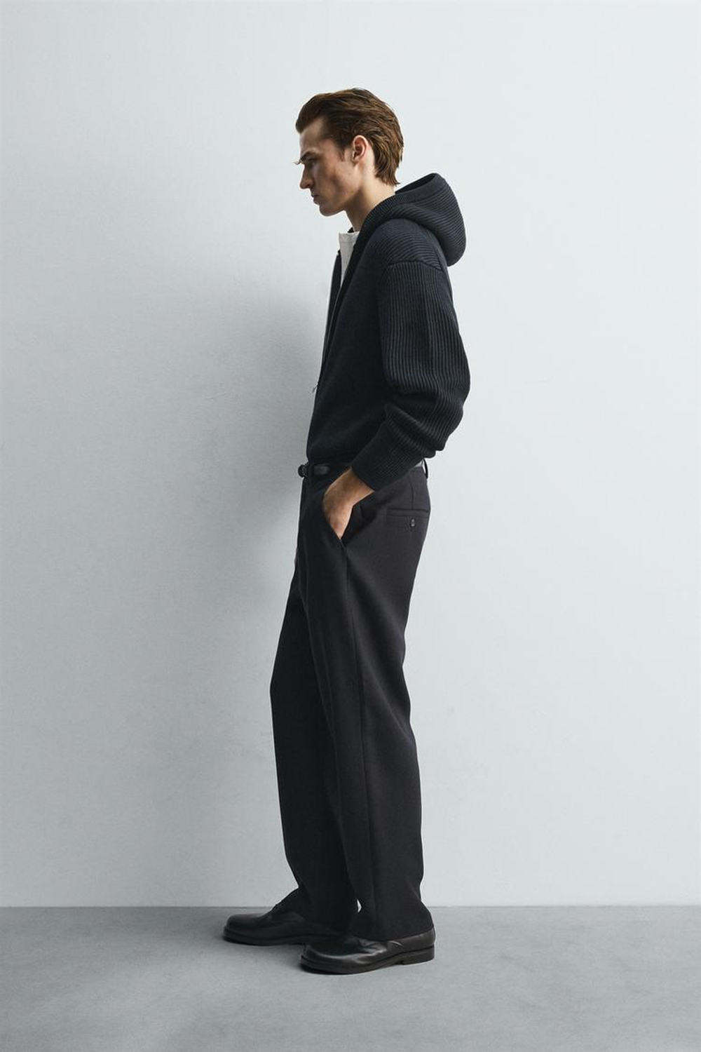 ZARA УКОРОЧЕННЫЙ КАРДИГАН С КАПЮШОНОМ — LIMITED EDITION, МОРСКОЙ СИНИЙ