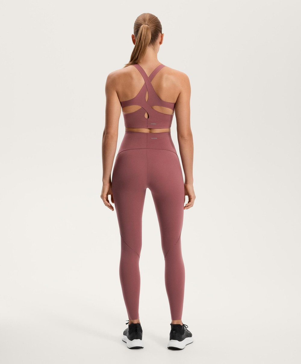 Oysho Кроп-топ с открытой спиной Light Touch, темно-розовый