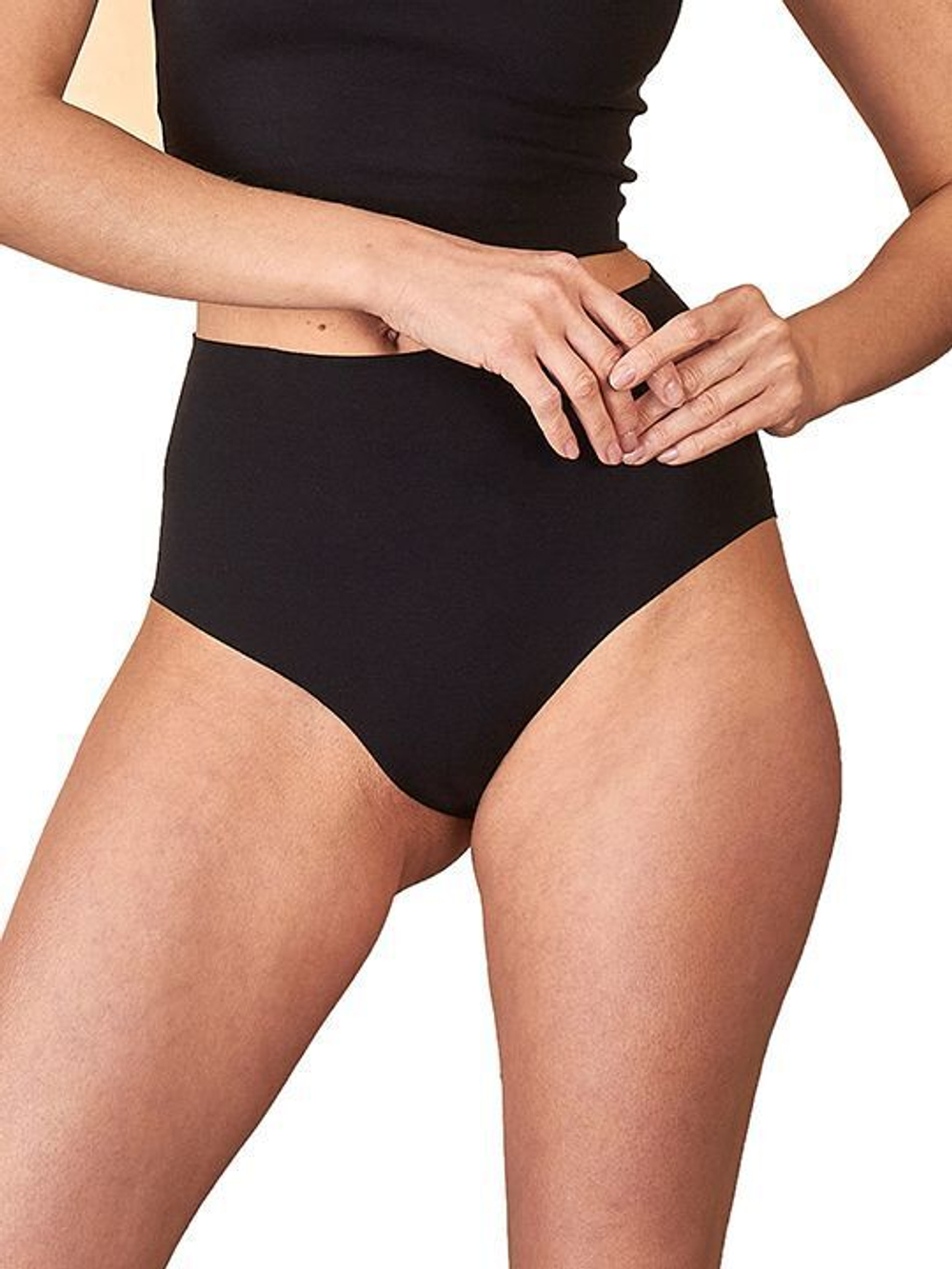 Бесшовные высокие трусы-слипы (Размер: L) (Цвет: черный)
