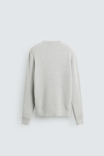 ZARA ДЖЕМПЕР КЛАССИЧЕСКОГО КРОЯ С РЕЛЬЕФНОЙ ТКАНЬЮ, СЕРЫЙ МЕЛАНЖ