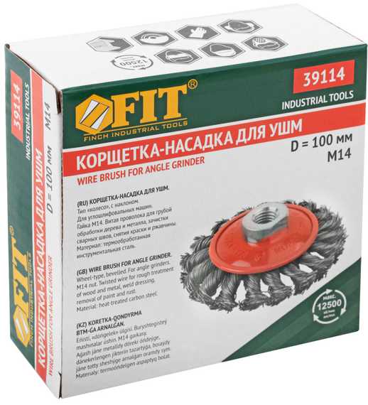 Корщетка-колесо для УШМ, 100 мм, М14 FIT IT 39114